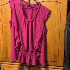 Nicole Fuchsia Ruffle Blouse